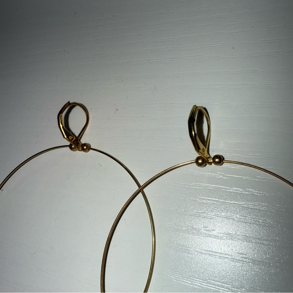 Gold and Turquoise Beaded Hoop Earrings - Picture 2 of 2